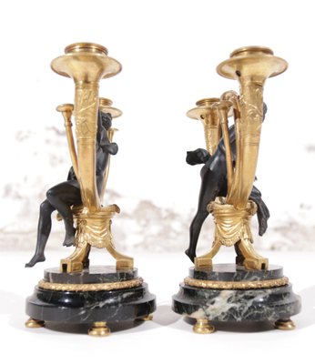 Antique French Empire Gilt Bronze Two-Light Candelabra, 1820, Set of 2-XQB-1812591