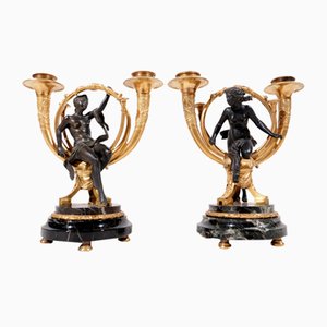 Antique French Empire Gilt Bronze Two-Light Candelabra, 1820, Set of 2-XQB-1812591