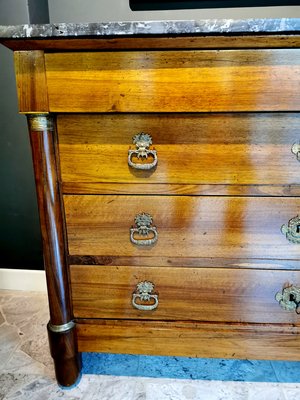 Antique French Empire Walnut & Bronze Chest of Drawers-QRS-579103