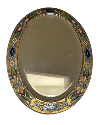 Antique French Enamel Bronze Mirror-OZS-1365144