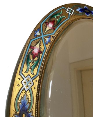 Antique French Enamel Bronze Mirror-OZS-1365144