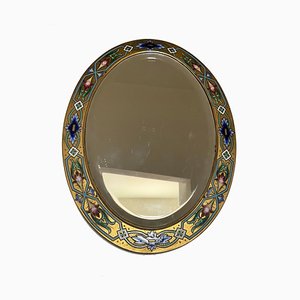 Antique French Enamel Bronze Mirror-OZS-1365144