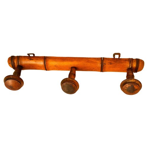 Antique French Faux Bamboo Carved Coat & Hat Rack, 1920