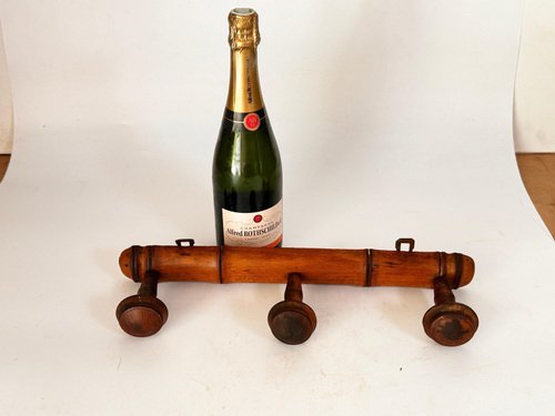 Antique French Faux Bamboo Carved Coat & Hat Rack, 1920