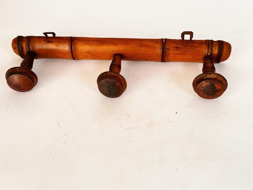 Antique French Faux Bamboo Carved Coat & Hat Rack, 1920