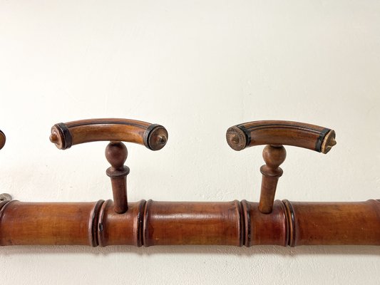 Antique French Faux Bamboo Wall Mounted Coat Rack, 1920s-WZZ-1819334