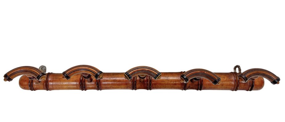 Antique French Faux Bamboo Wall Mounted Coat Rack, 1920s-WZZ-1819334