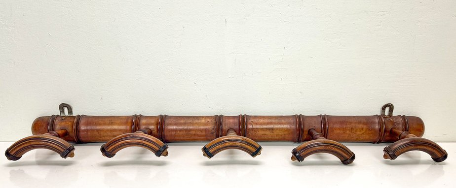 Antique French Faux Bamboo Wall Mounted Coat Rack, 1920s-WZZ-1819334