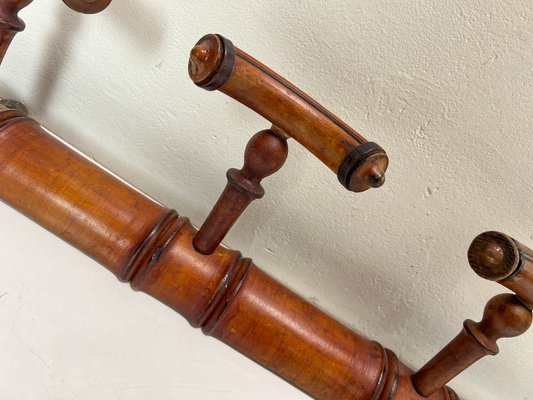 Antique French Faux Bamboo Wall Mounted Coat Rack, 1920s-WZZ-1819334