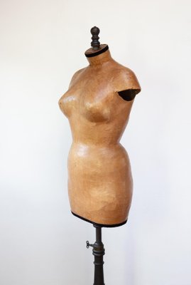 Antique French Female Mannequin in Papier Maché and Wood, 1930s-JWI-2032029