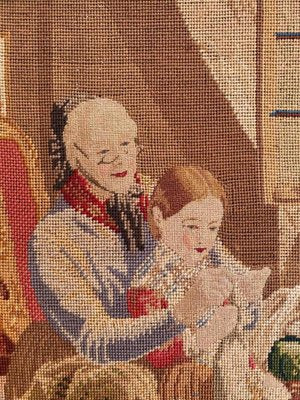 Antique French Fine Needlepoint Tapestry-YMM-1061786