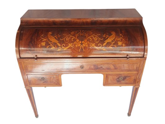 Antique French Floral Marquetry Secretaire-TCS-1241056