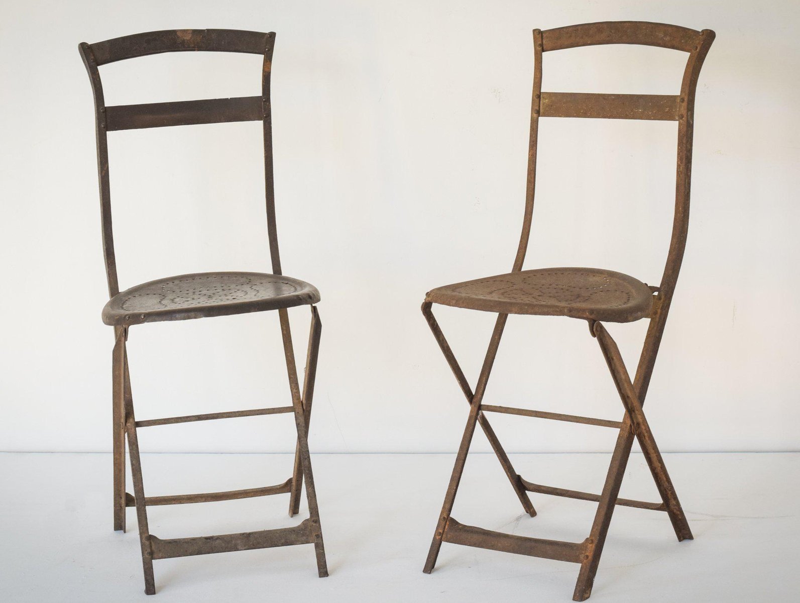 Antique French Folding Chairs, Set of 2