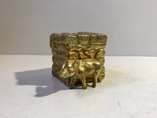 Antique French Gilt Bronze Pigsty Inkwell, Circa 1900-LCR-894014