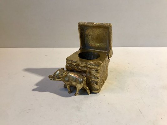 Antique French Gilt Bronze Pigsty Inkwell, Circa 1900-LCR-894014