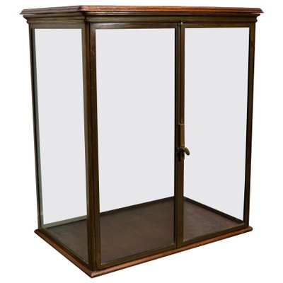 Antique French Glass and Brass Shop Cabinet, 1920s-XO-1028633