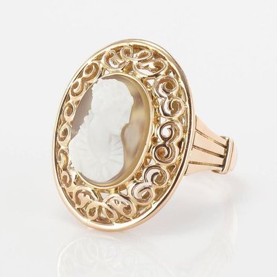 Antique French Gold Cameo Ring-OLU-896206