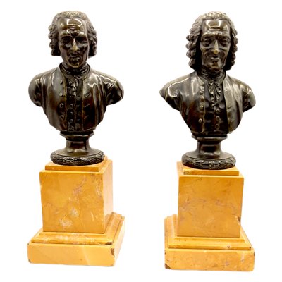 Antique French Grand Tour Bust Sculptures in Bronze, Set of 2-TCS-1180765