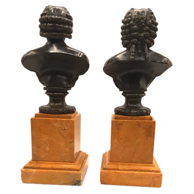 Antique French Grand Tour Bust Sculptures in Bronze, Set of 2-TCS-1180765