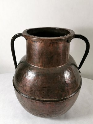 Antique French Hammered Copper Jug-QRS-571846