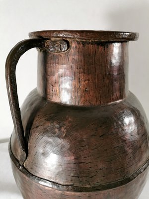 Antique French Hammered Copper Jug-QRS-571846