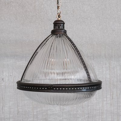 Antique French Holophane Prismatic Glass Pendant Light-JRP-1432070