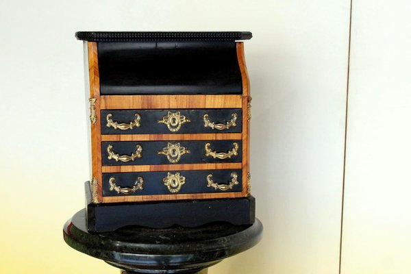 Antique French Jewelry Box Flap Door Miniature Wood Cabinet, 19th Century-AXE-1433369