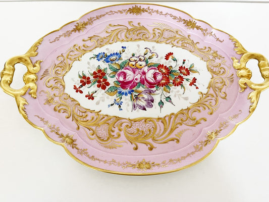 Antique French Limoges Pink Tray, 1890s