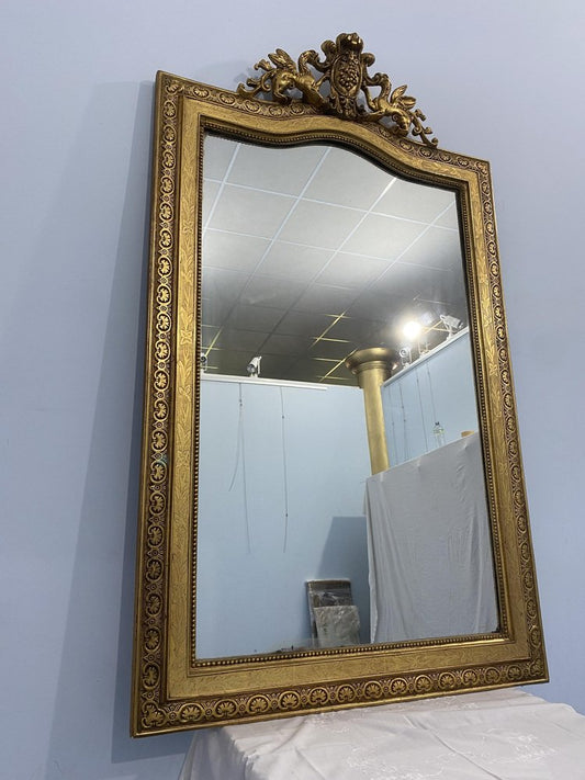 Antique French Louis Philippe Mirror with Gold Leaf, 1850s