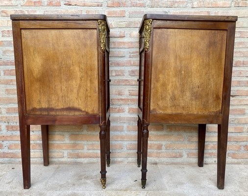 Antique French Louis XVI Walnut and Bronze Nightstands, 1920s, Set of 2-NOU-1743158