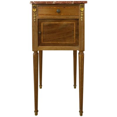 Antique French Mahogany & Marble Top Nightstand, 1900s-RIU-729576