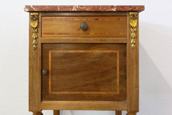 Antique French Mahogany & Marble Top Nightstand, 1900s-RIU-729576