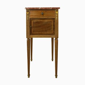 Antique French Mahogany & Marble Top Nightstand, 1900s-RIU-729576