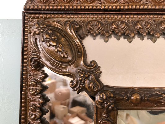 Antique French Mirror in Brass in Louis XIV Style-FOV-1807146