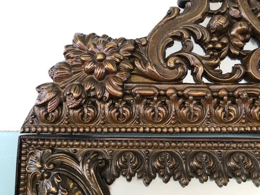 Antique French Mirror in Brass in Louis XIV Style-FOV-1807146