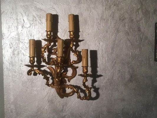 Antique French Model Luigi Chandelier Gilded Sconces, 1800s, Set of 2-ERB-626987