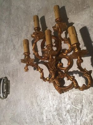 Antique French Model Luigi Chandelier Gilded Sconces, 1800s, Set of 2-ERB-626987