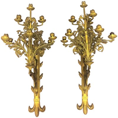 Antique French Monumental Bronze Sconces, Set of 2-GKC-575874