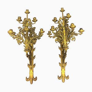 Antique French Monumental Bronze Sconces, Set of 2-GKC-575874