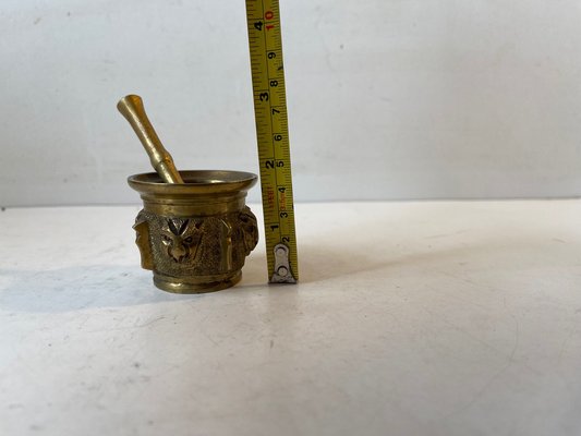 Antique French Mortar with Lion Faces in Bronze-LCR-1261700