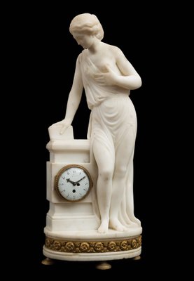 Antique French Napoleon III Clock in Statuesque White Marble-KKK-1215134