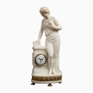 Antique French Napoleon III Clock in Statuesque White Marble-KKK-1215134