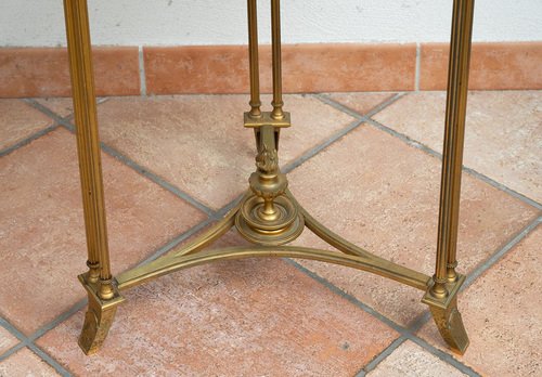 Antique French Napoleon III Coffee Table in Gilded Bronze with Glass Top, 19th Century