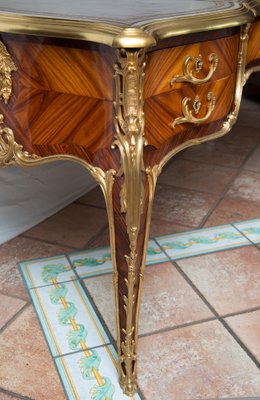 Antique French Napoleon III Desk in Exotic Fine Wood with Gilded Bronze Elements, France, 19th Century-KKK-1749339