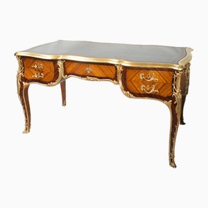 Antique French Napoleon III Desk in Exotic Fine Wood with Gilded Bronze Elements, France, 19th Century-KKK-1749339