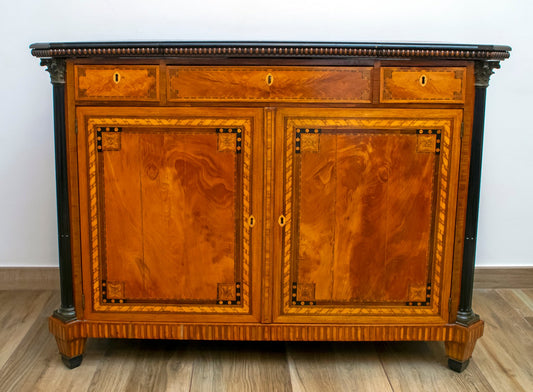 Antique French Napoleon III Floral Motif Sideboard