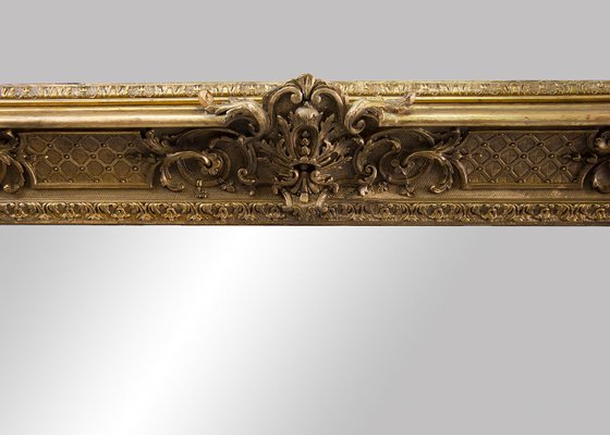 Antique French Napoleon III Mirror in Gilt and Carved Wood, 19th Century-KKK-1749343