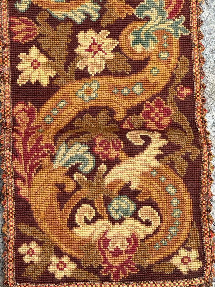 Antique French Needlepoint Panel or Border Tapestry, 1890s