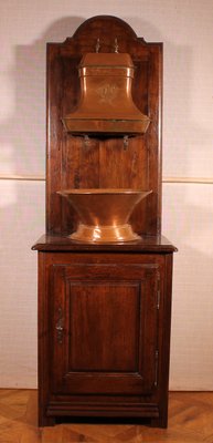 Antique French Oak & Copper Washstand, 1800s-HPU-846946