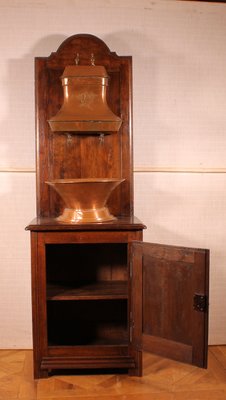 Antique French Oak & Copper Washstand, 1800s-HPU-846946